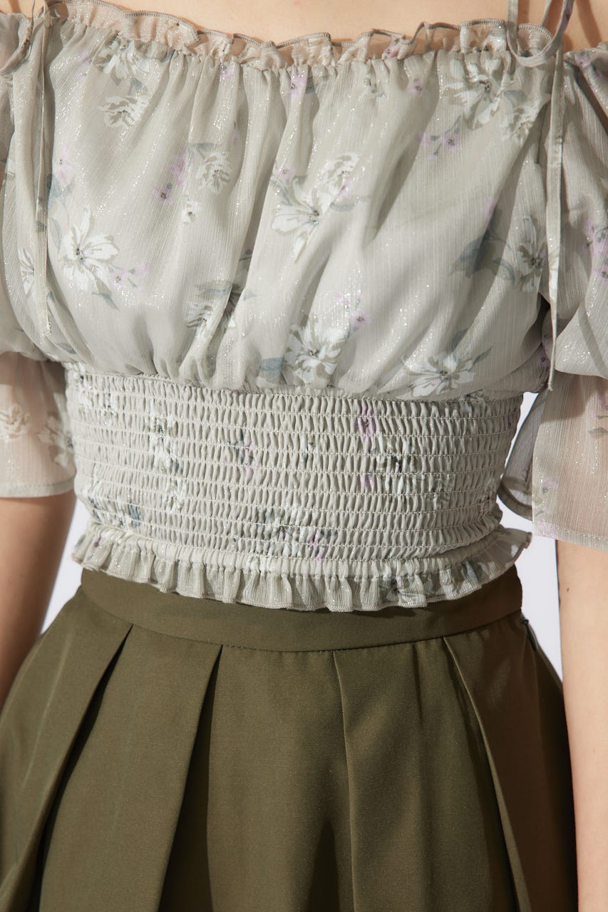 パフスリーブシャーリングブラウス BEG M