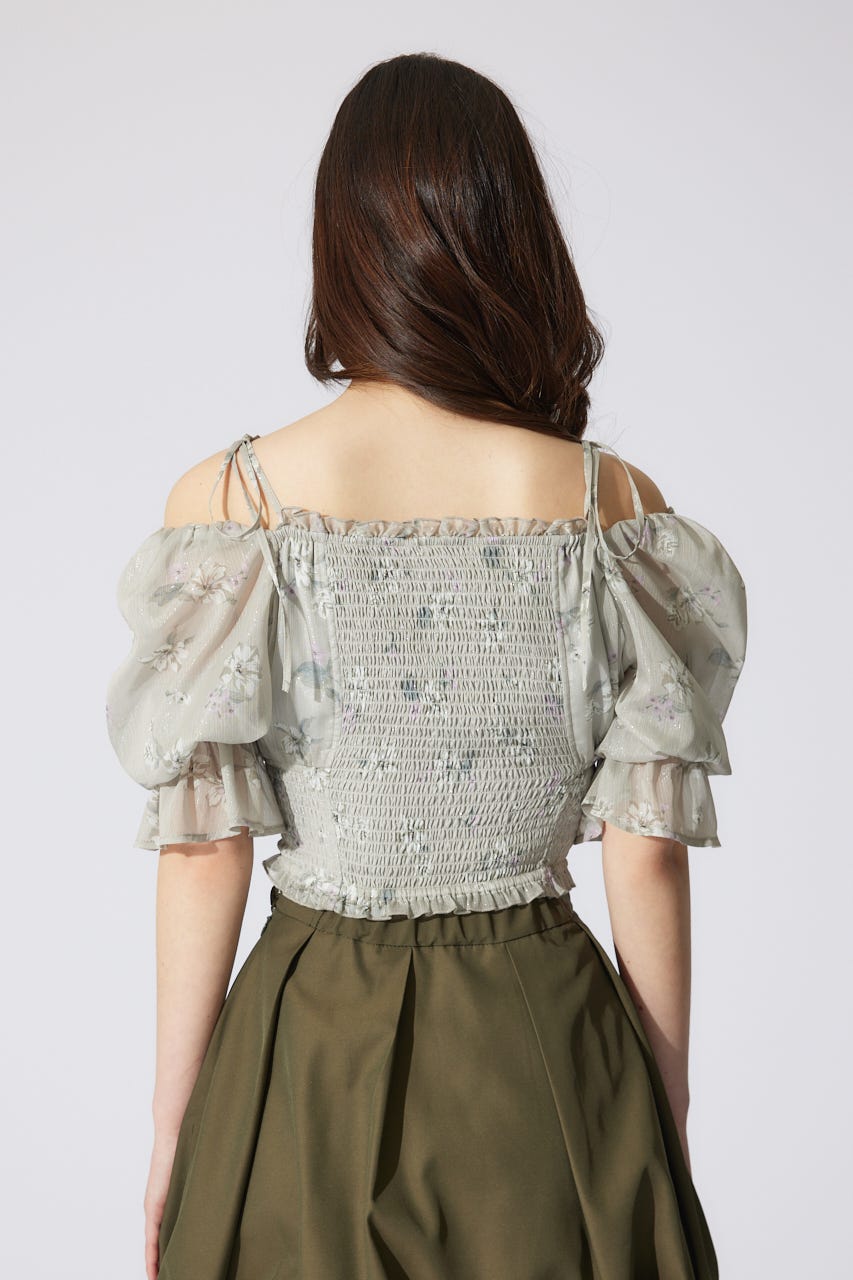 パフスリーブシャーリングブラウス BEG M