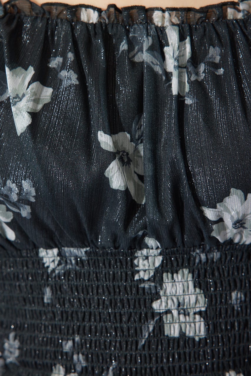 パフスリーブシャーリングブラウス BLK S