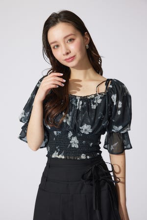 パフスリーブシャーリングブラウス