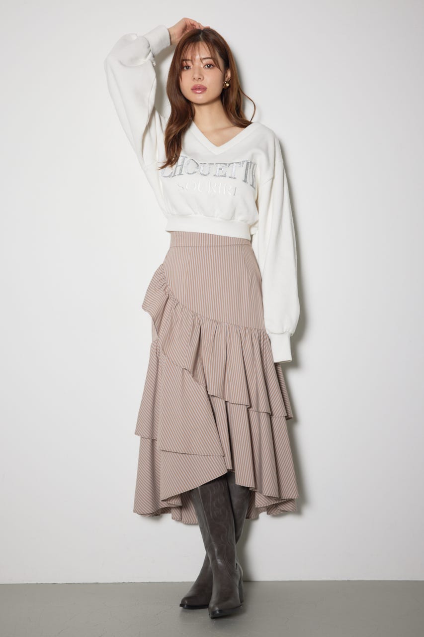 ボリュームティアードスカート 柄BEG S