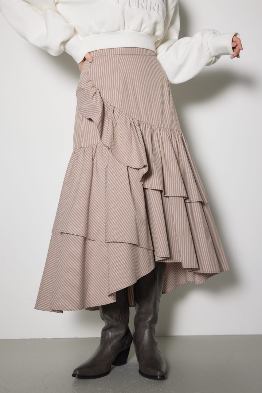 ボリュームティアードスカート 柄BEG S