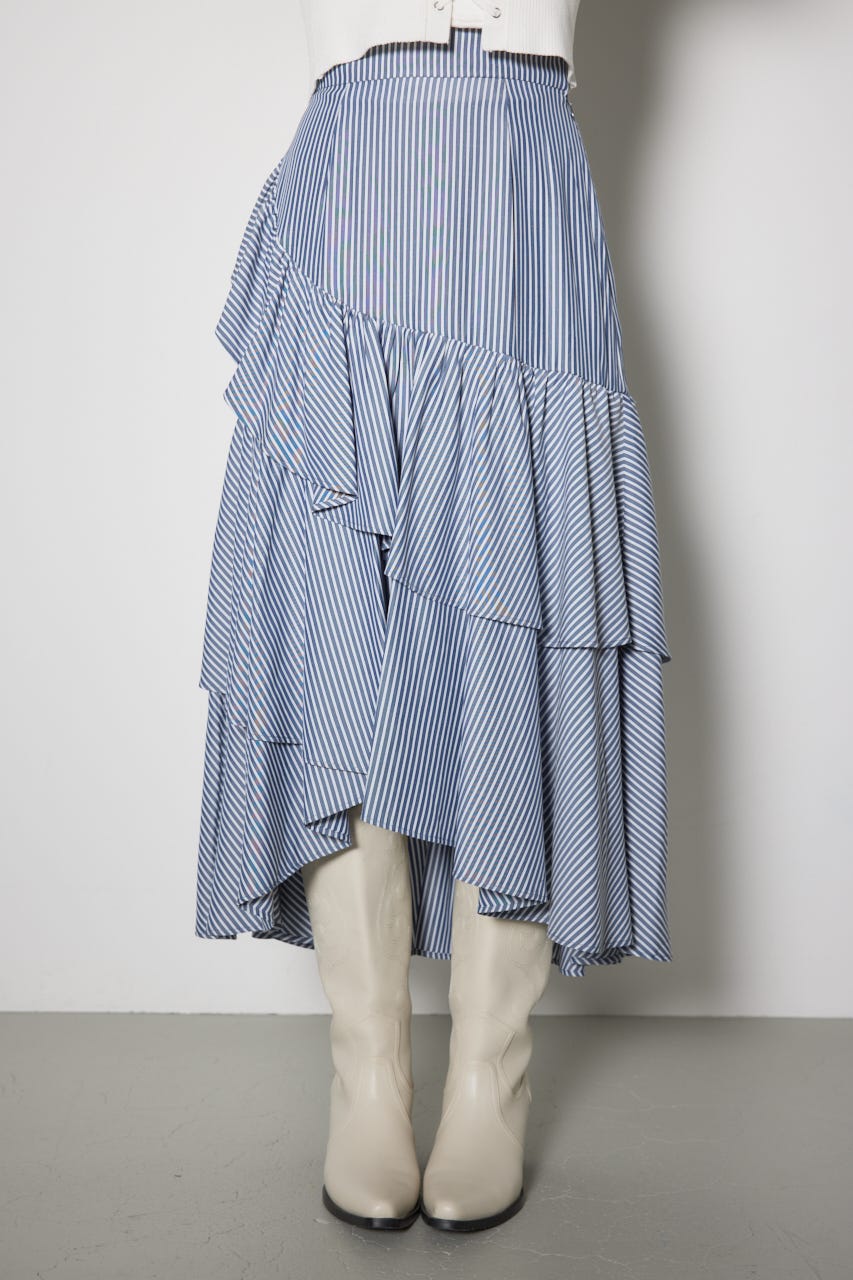 ボリュームティアードスカート 柄BLU S