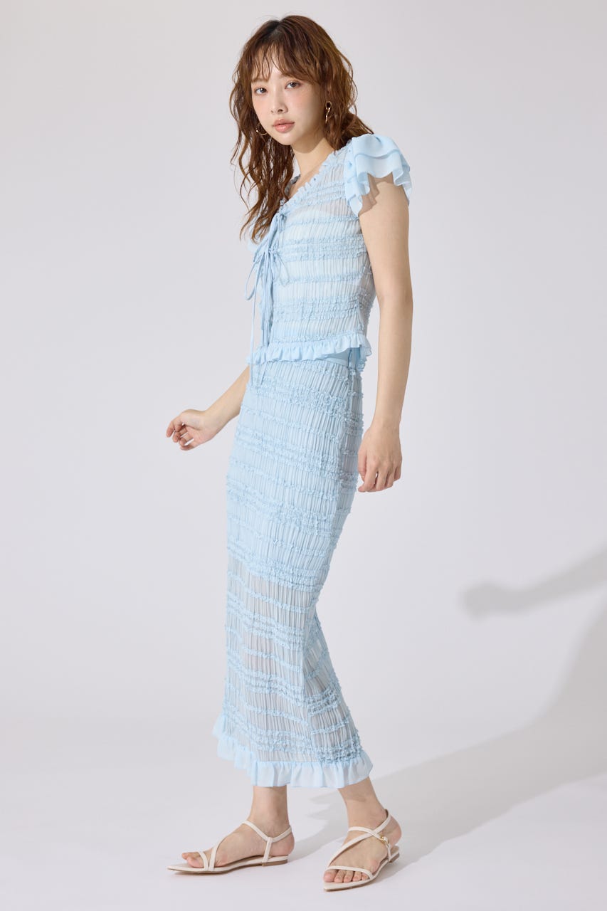 【AKB48 千葉恵里さん着用】シャーリングカットフリルスカート L/BLU M