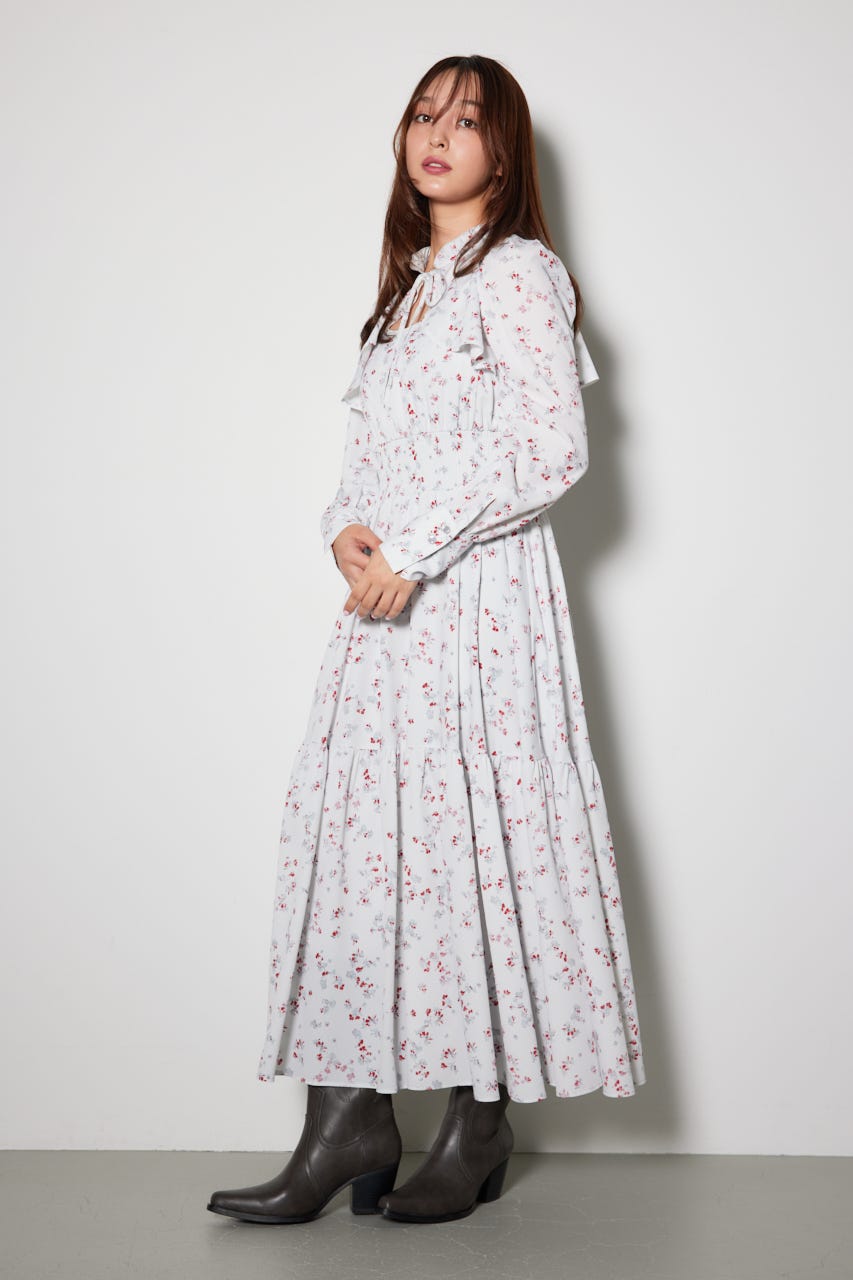 シャーリングフレアワンピース L/GRY S