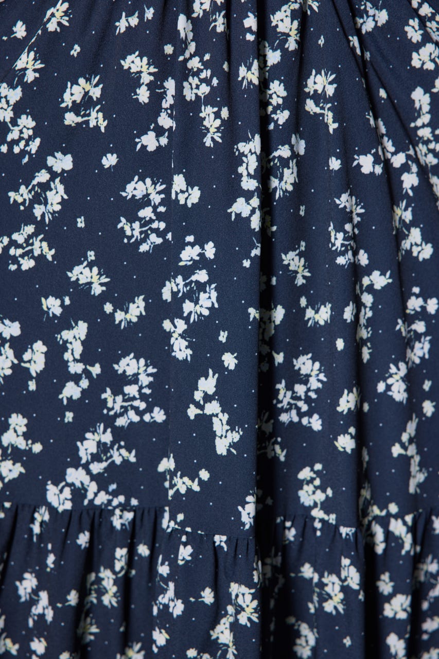 シャーリングフレアワンピース NVY M