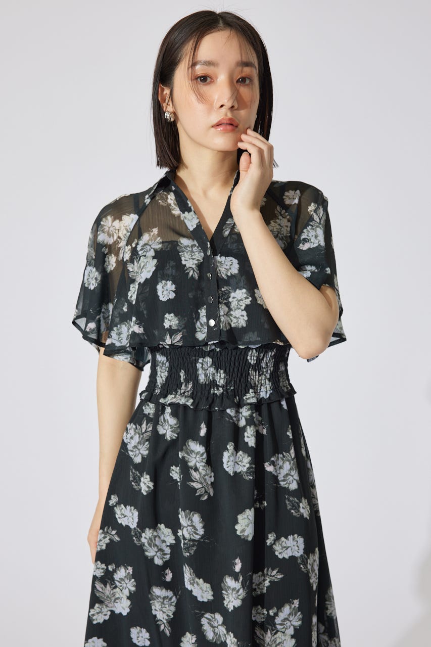 シャーリングワンピースセット BLK FREE