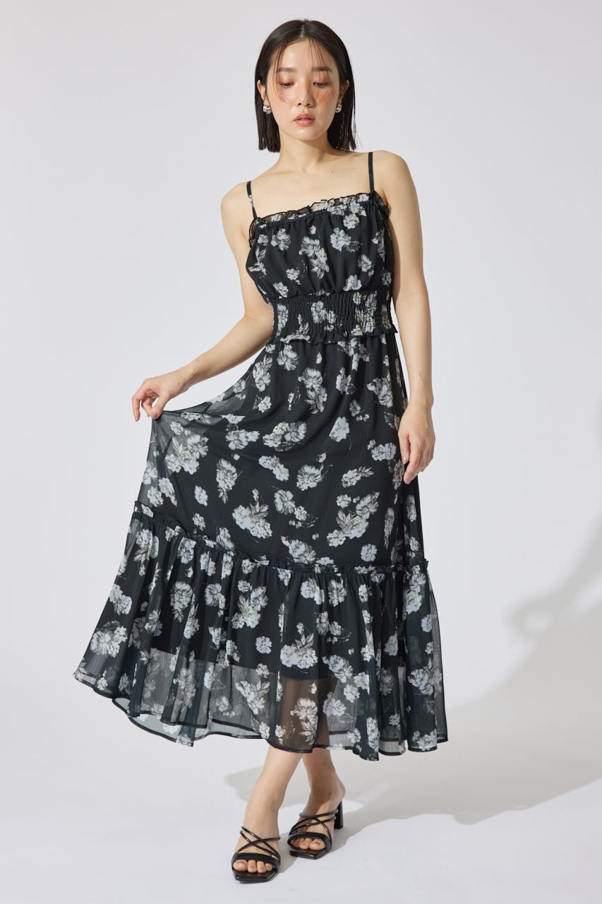 シャーリングワンピースセット BLK FREE