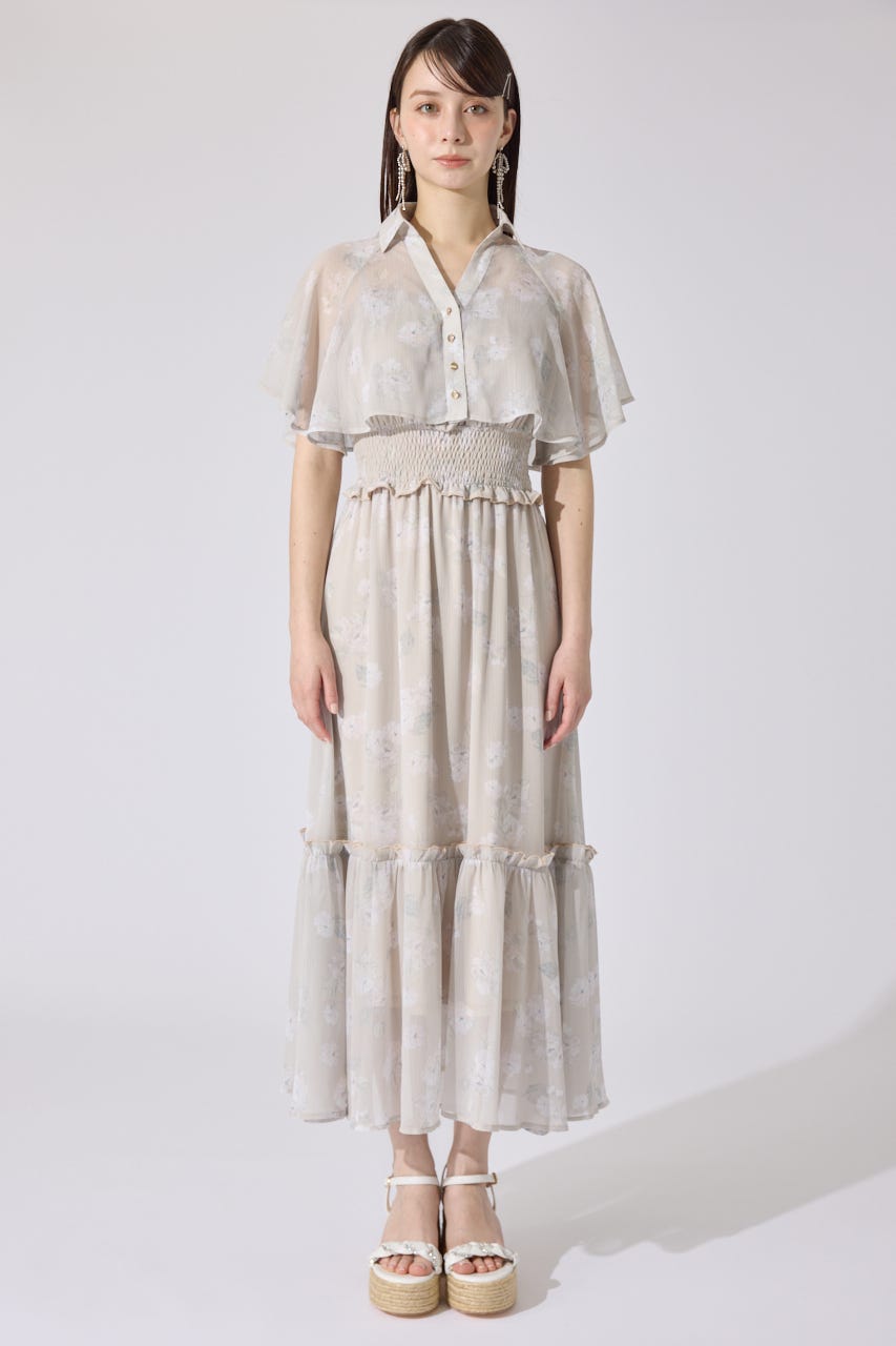 シャーリングワンピースセット L/BEG FREE