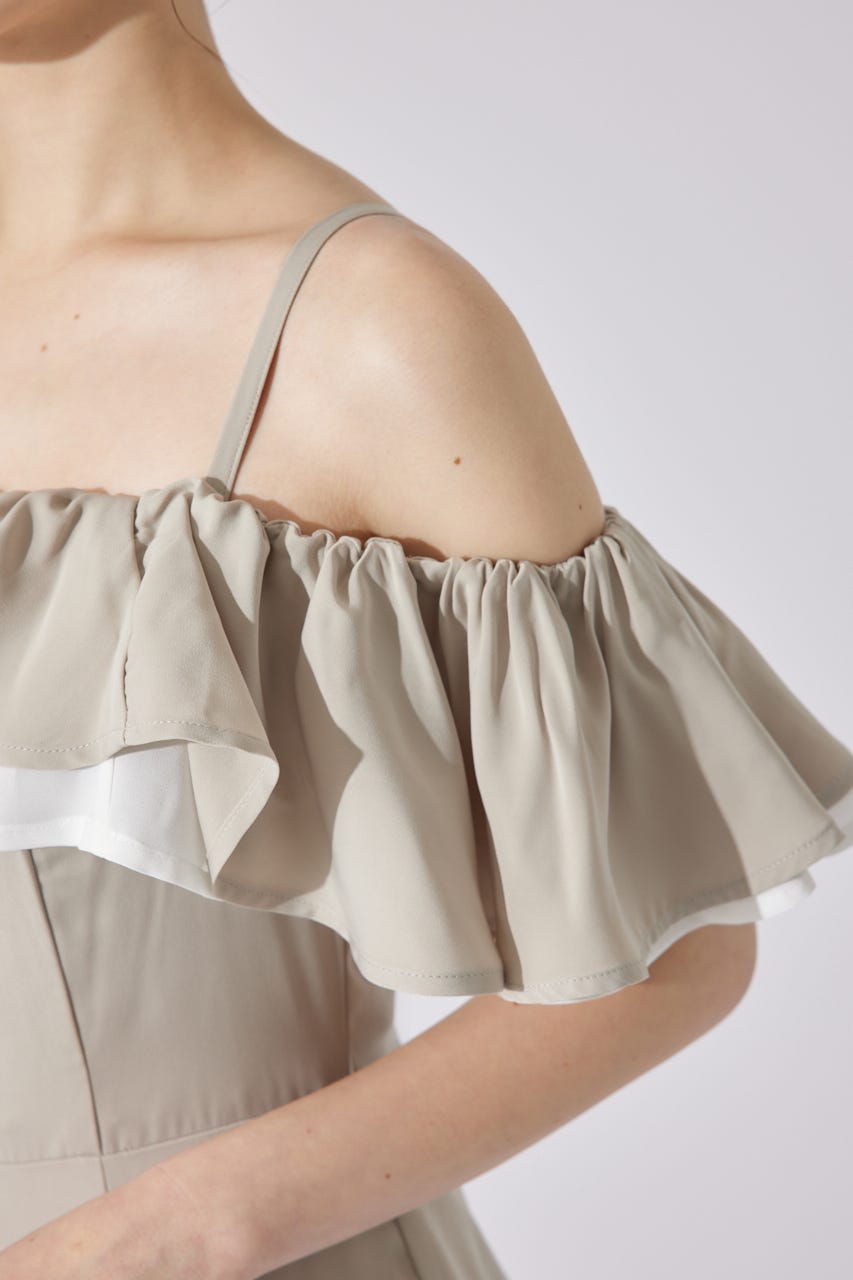 バイカラーオフショルマーメイドワンピース BEG S