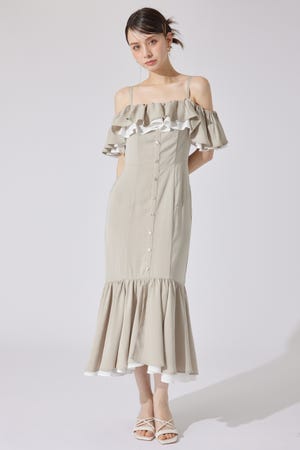 バイカラーオフショルマーメイドワンピース