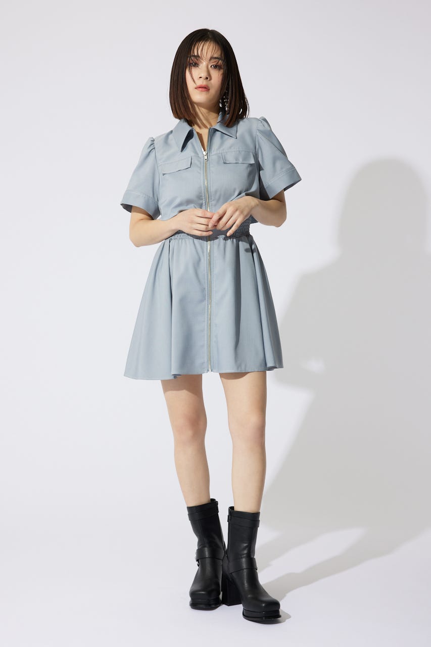 【岡崎紗絵さん着用アイテム】バストフレアミニワンピース L/BLU M