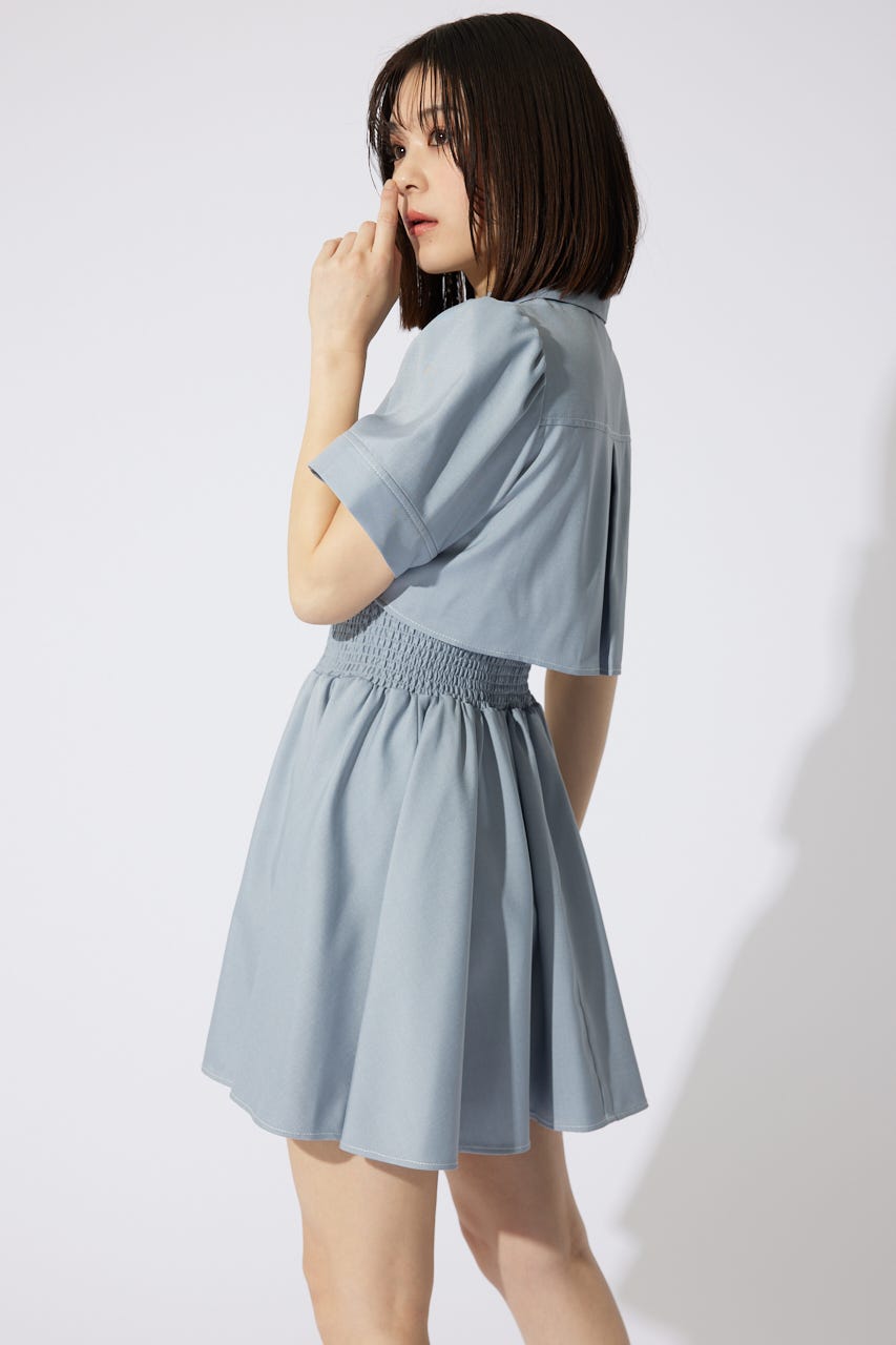 【岡崎紗絵さん着用アイテム】バストフレアミニワンピース L/BLU M