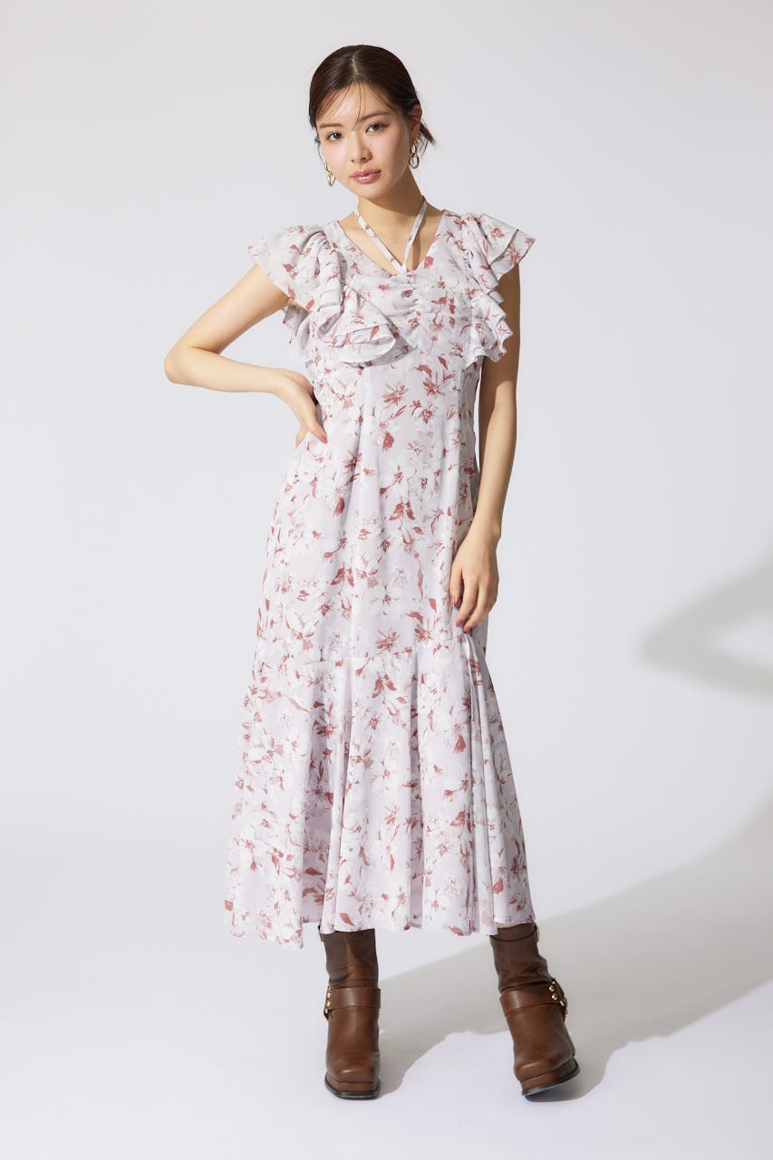 rienda | フリルフラワーロングワンピース (ワンピース(ロング