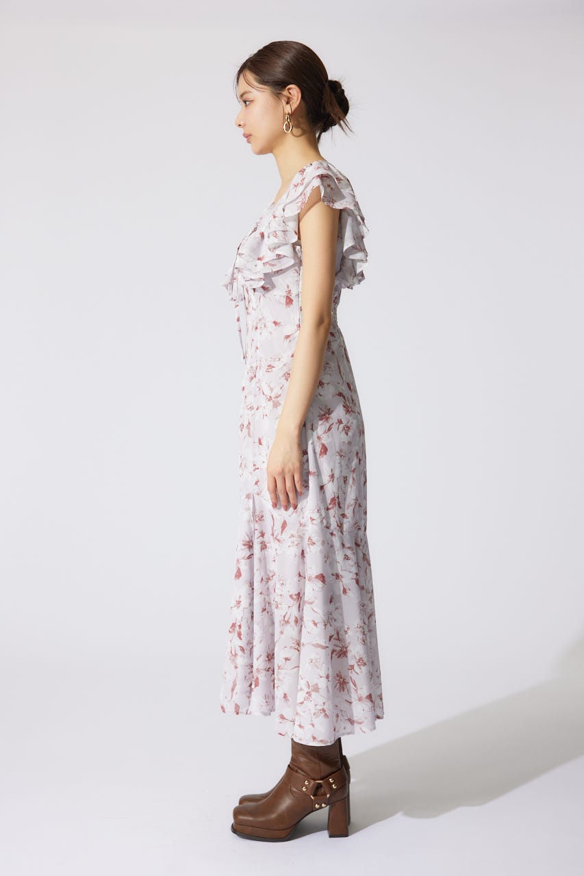 フリルフラワーロングワンピース PNK S