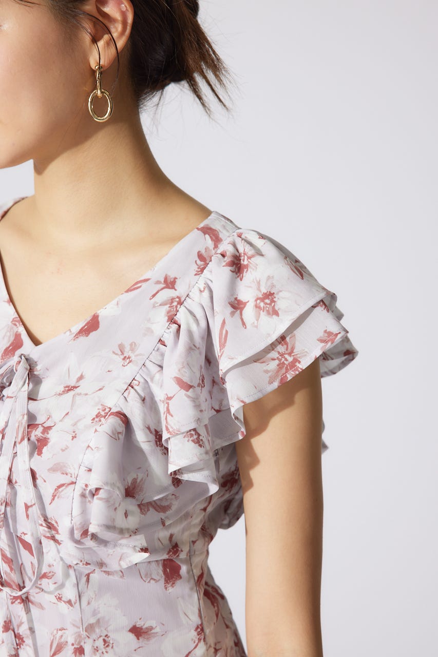 フリルフラワーロングワンピース PNK S