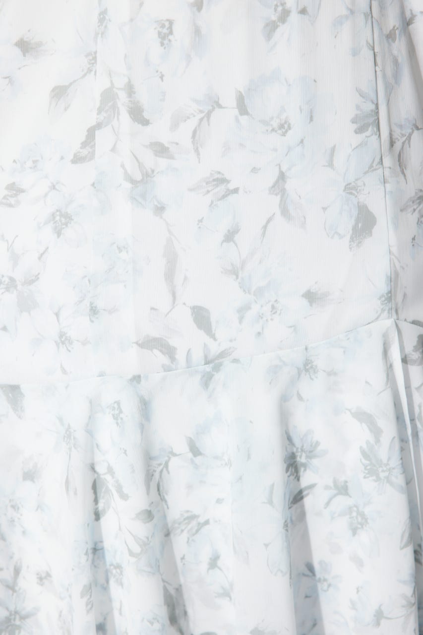 フリルフラワーロングワンピース WHT M