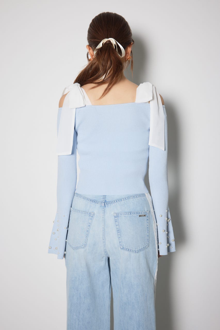 rienda 2WAYショルダーリボンクロスニットトップス rienda｜2WAYショルダーリボンクロス ニット トップス | Rakuten