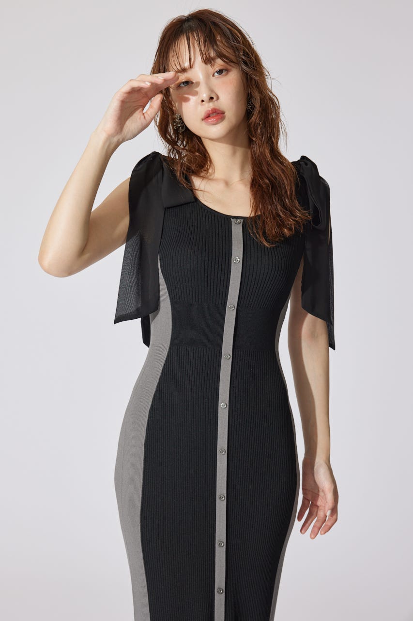 【AKB48 千葉恵里さん着用】バイカラーリボンワンピース BLK FREE