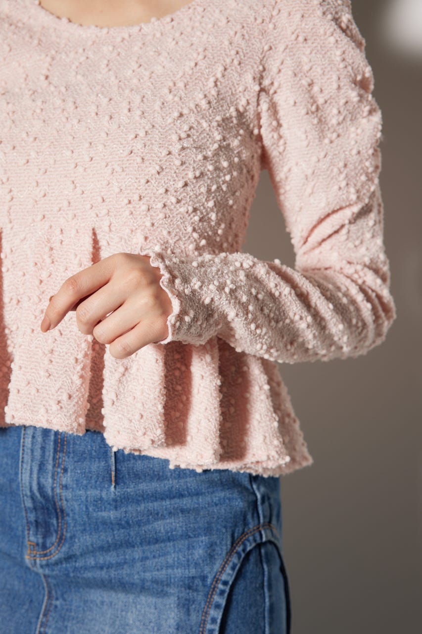 カットレースペプラムトップス PNK FREE