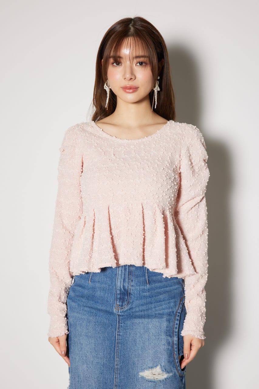 カットレースペプラムトップス PNK FREE