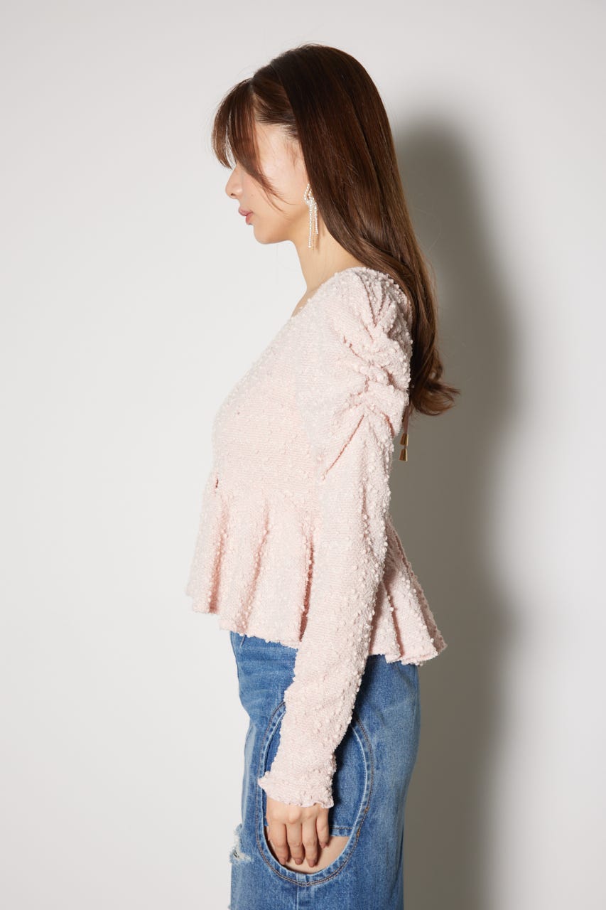 カットレースペプラムトップス PNK FREE