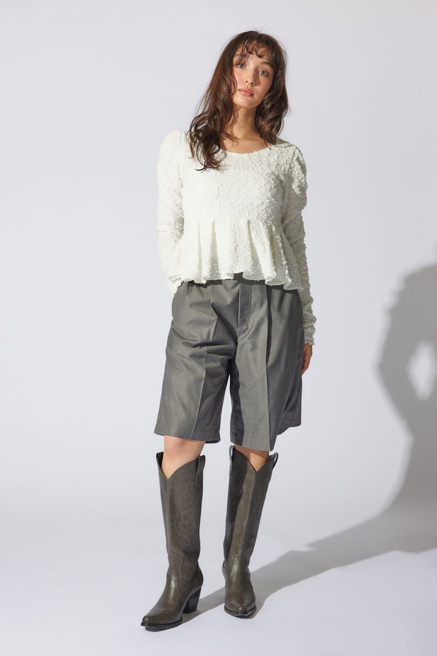 カットレースペプラムトップス WHT FREE