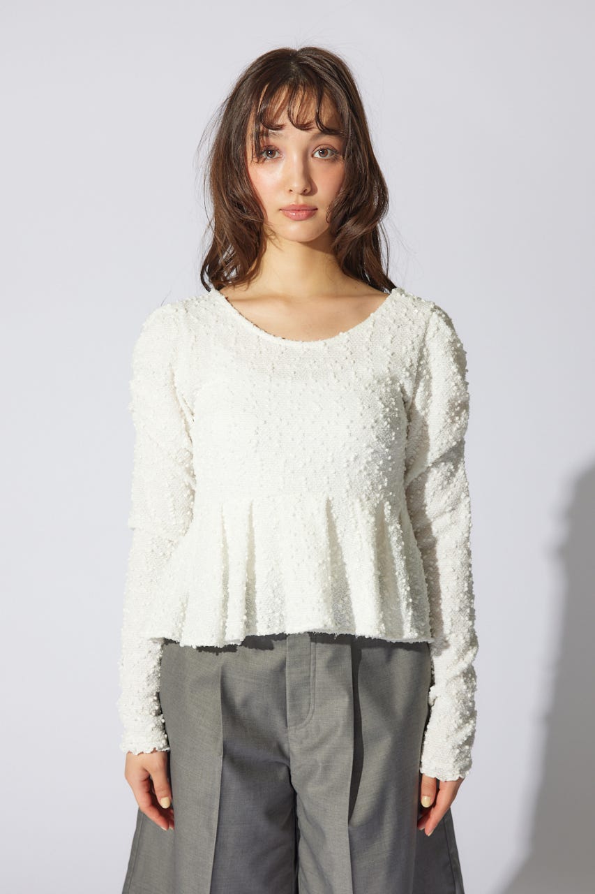 カットレースペプラムトップス WHT FREE