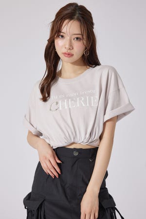 tシャツ パールロゴビッグTシャツ 半袖 夏服 レディース rienda | パールロゴビッグTシャツ (Tシャツ・カットソー(半袖