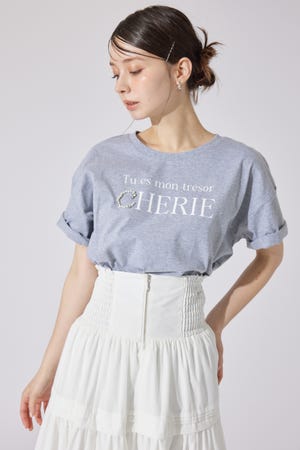 tシャツ パールロゴビッグTシャツ 半袖 夏服 レディース rienda | パールロゴビッグTシャツ (Tシャツ・カットソー(半袖