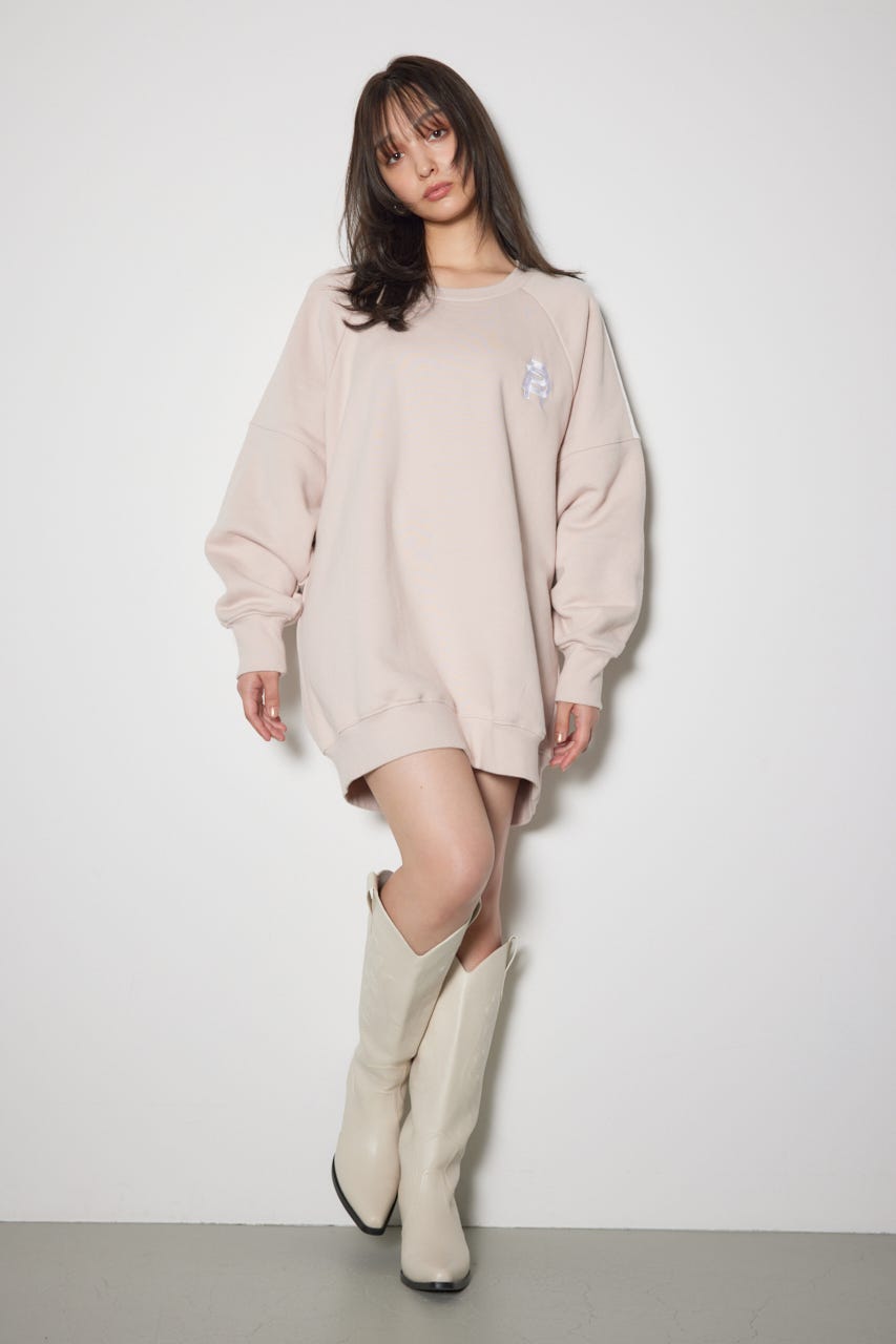 即日発送　rienda ラグランスウェットミニワンピース Mサイズ rienda ラグランスウェットミニワンピース L/BLK1 -ファッション