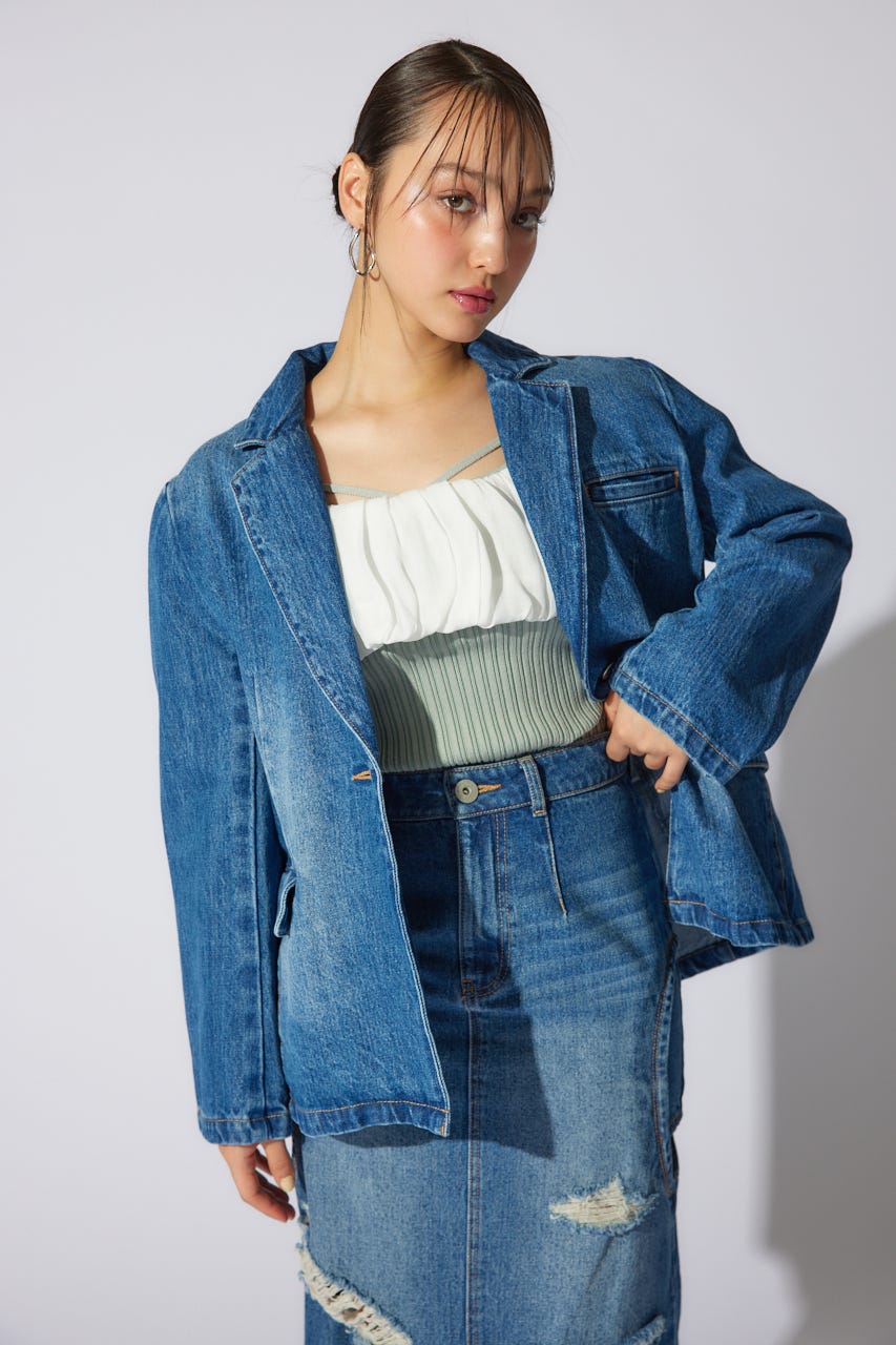 テーラーカラーデニムジャケット BLU S