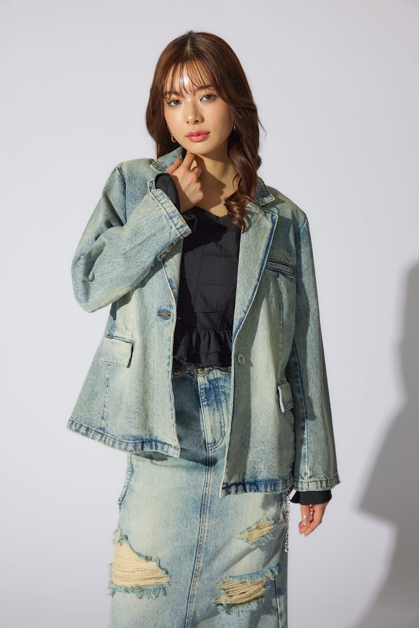 テーラーカラーデニムジャケット L/BLU S