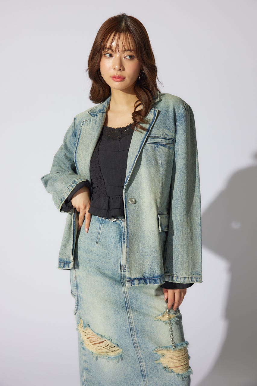 テーラーカラーデニムジャケット L/BLU S