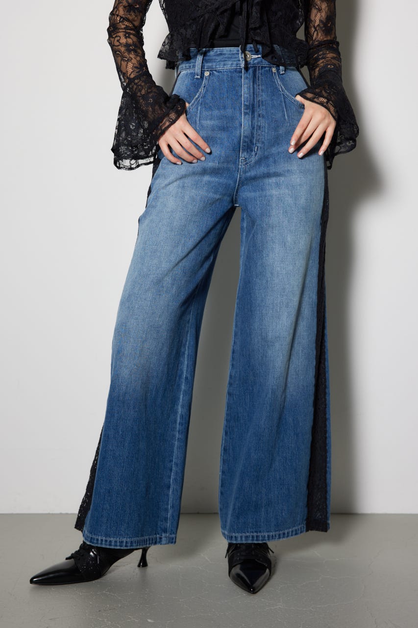 Lee×rienda DENIM ジャストウエスト WIDE powerパンツ rienda（リエンダ）の「Lee×rienda DENIM ジャストウエスト WIDE