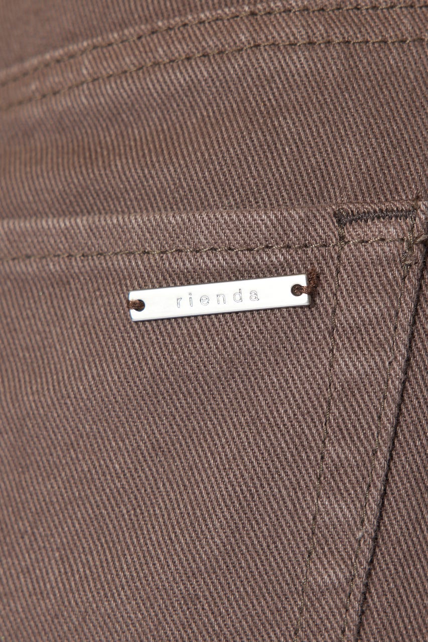 フリンジマーメイドデニムジャストウエストスカート BRN S