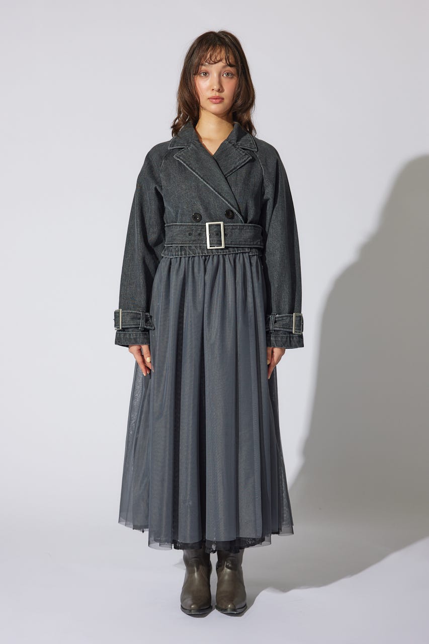 チュールコンビトレンチコート BLK M