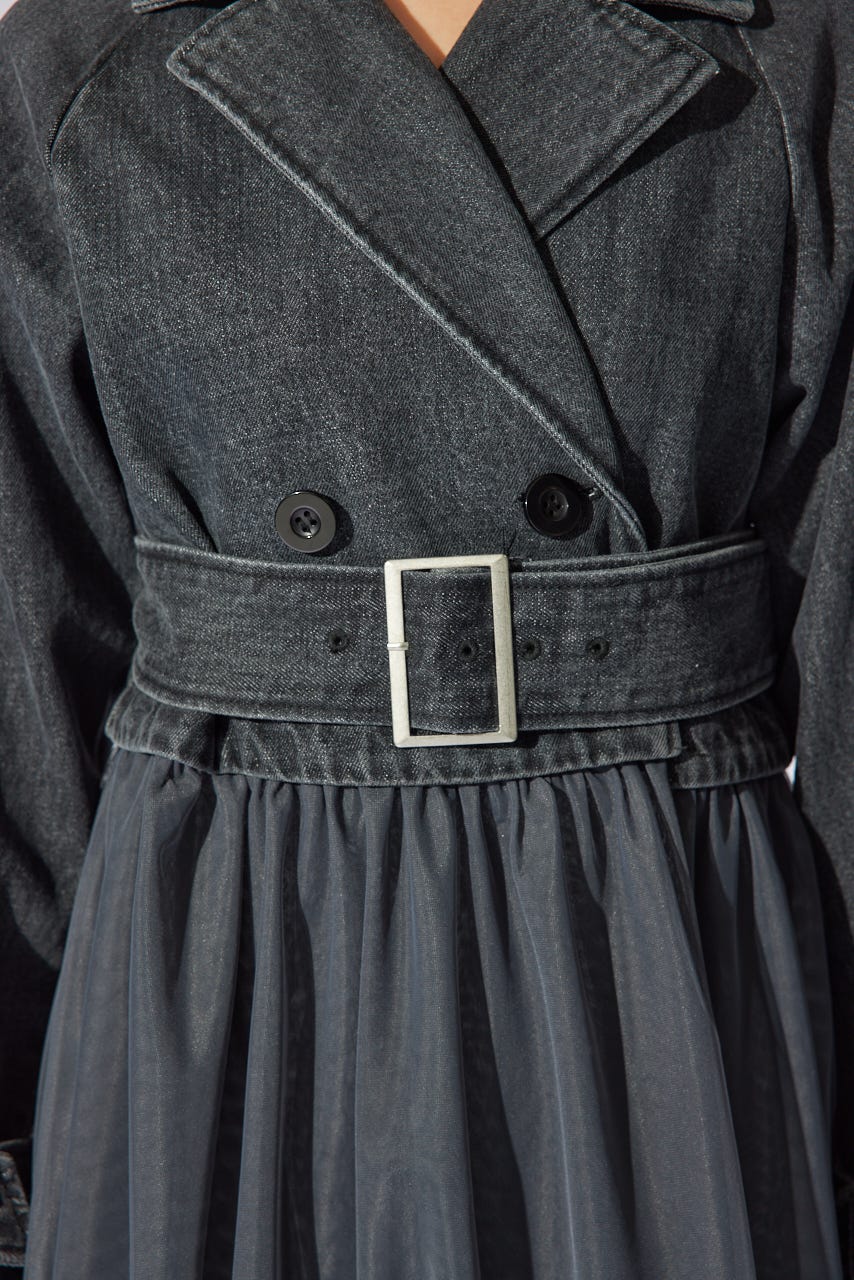 チュールコンビトレンチコート BLK M