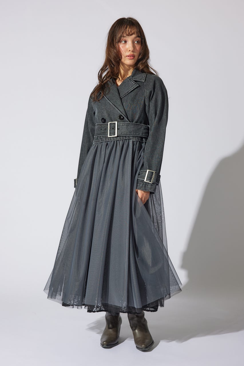 チュールコンビトレンチコート BLK M