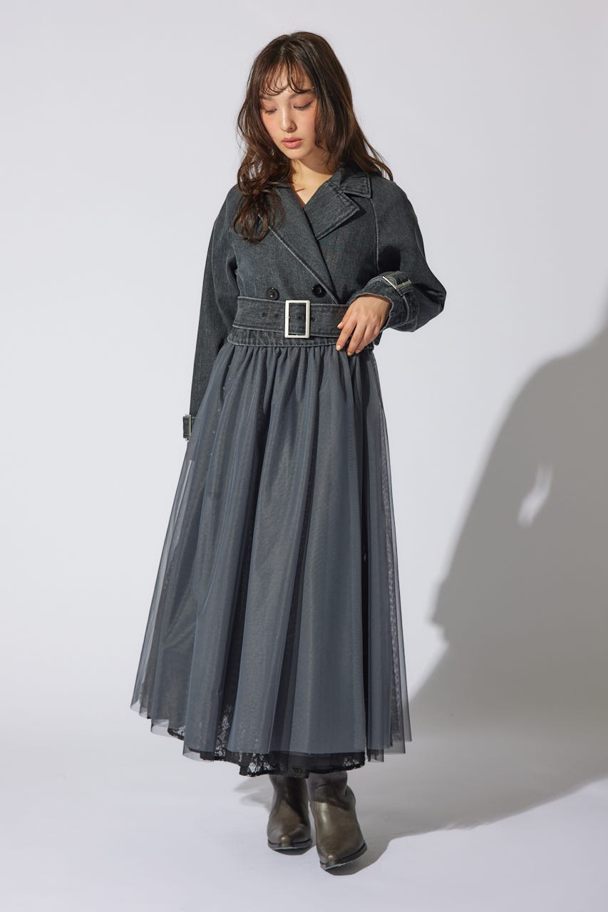チュールコンビトレンチコート BLK M