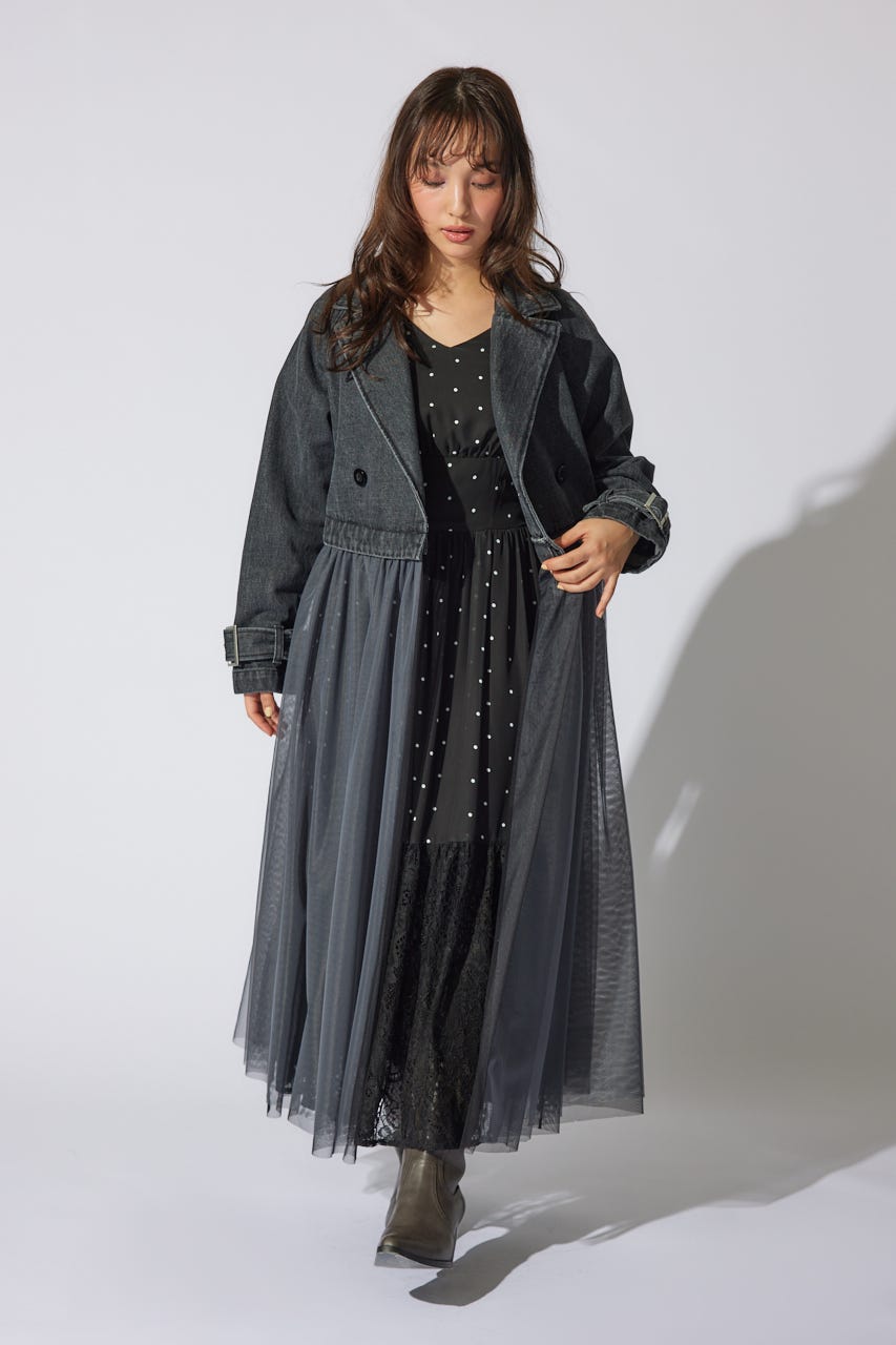 チュールコンビトレンチコート BLK M