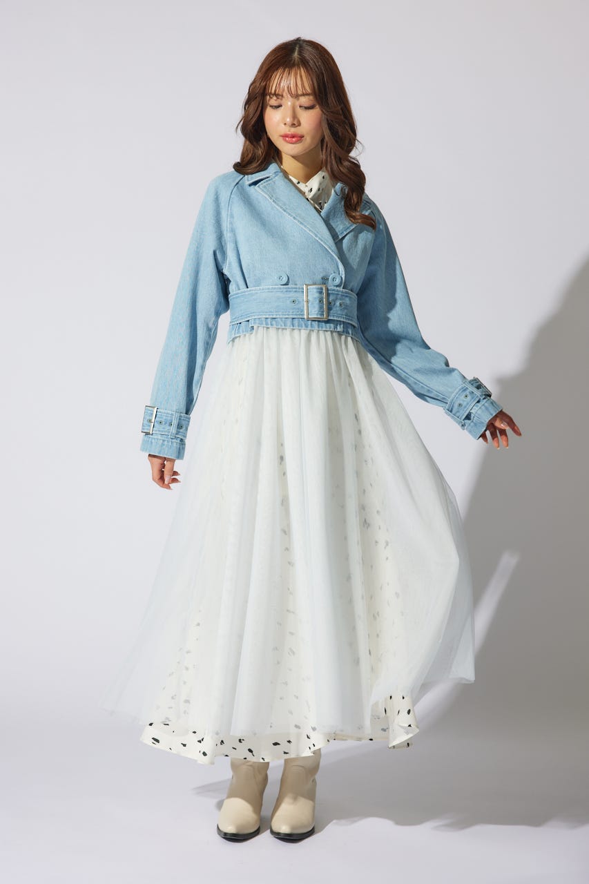 チュールコンビトレンチコート L/BLU S