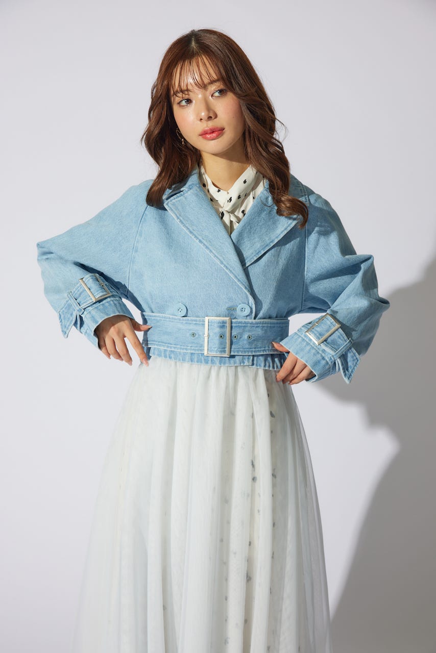 チュールコンビトレンチコート L/BLU S