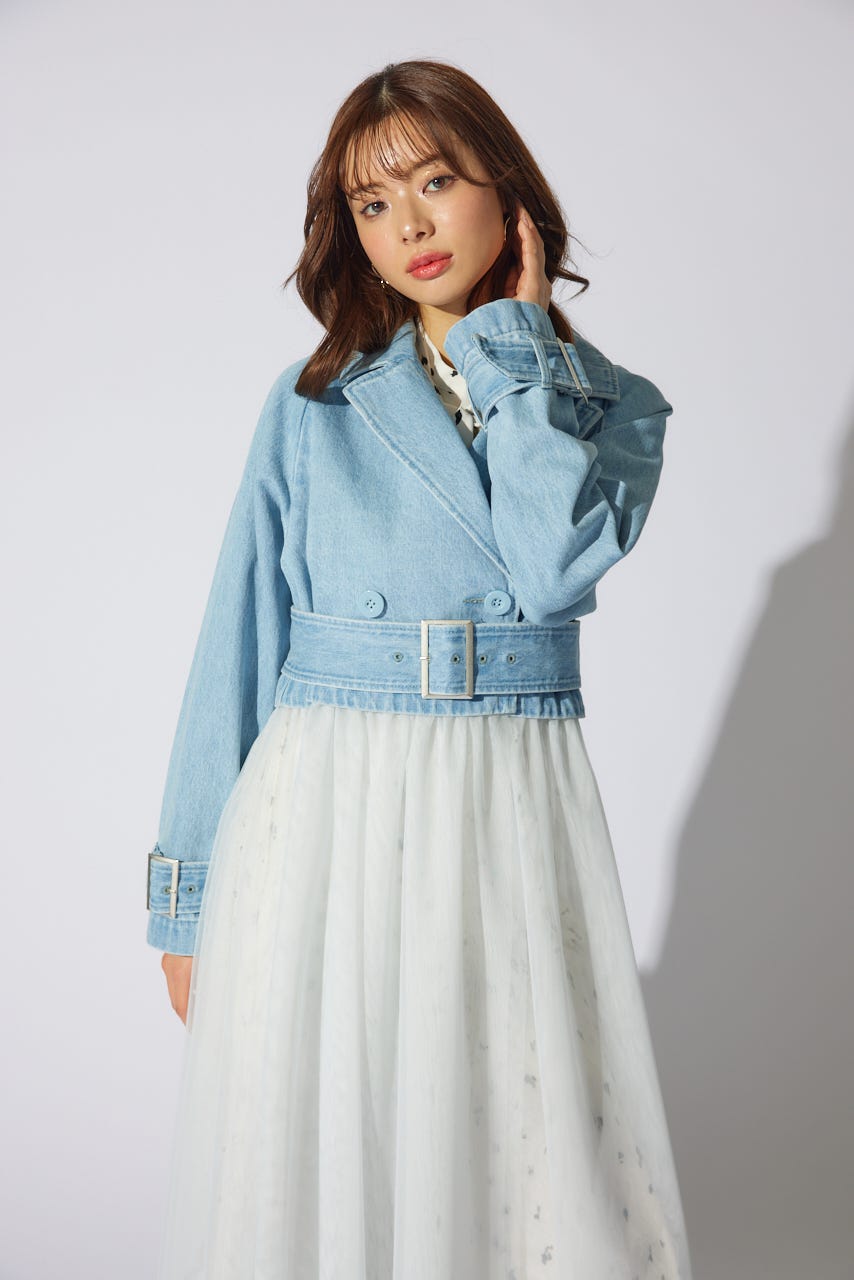チュールコンビトレンチコート L/BLU S