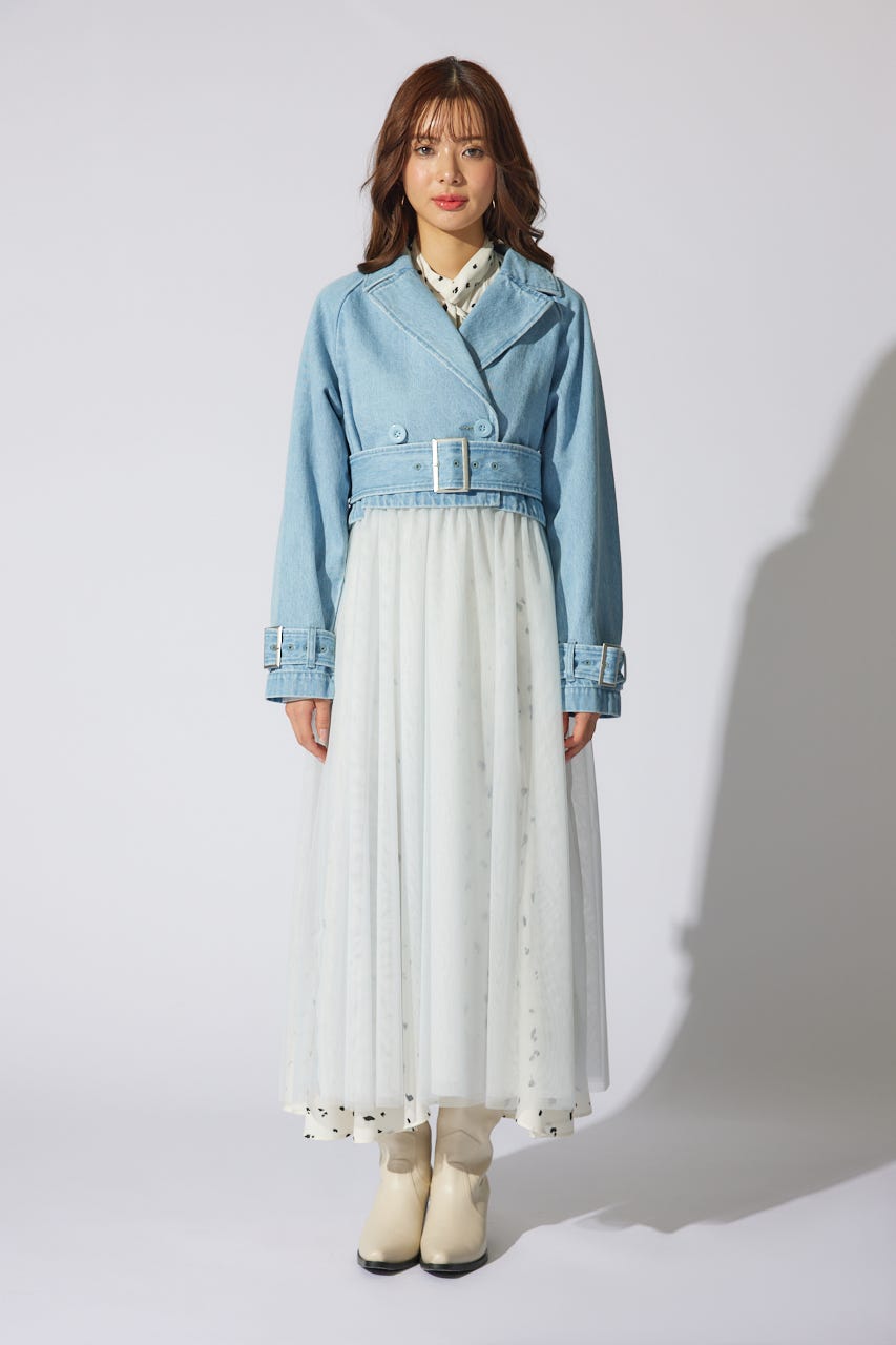 チュールコンビトレンチコート L/BLU S