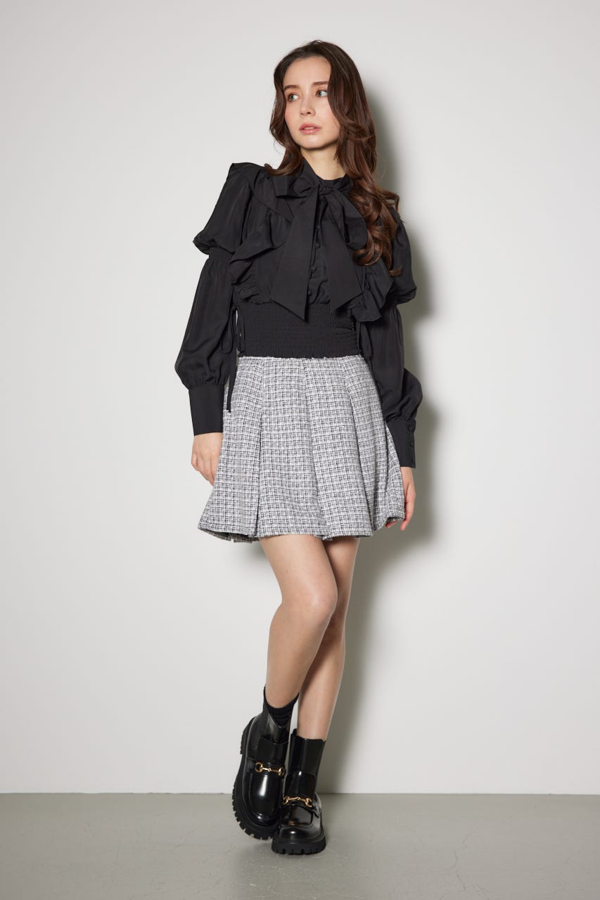 2WAYボウタイクロップドブラウス BLK FREE