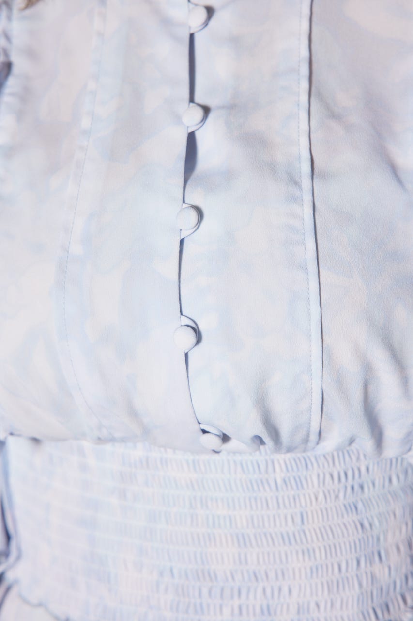 2WAYボウタイクロップドブラウス 柄BLU FREE