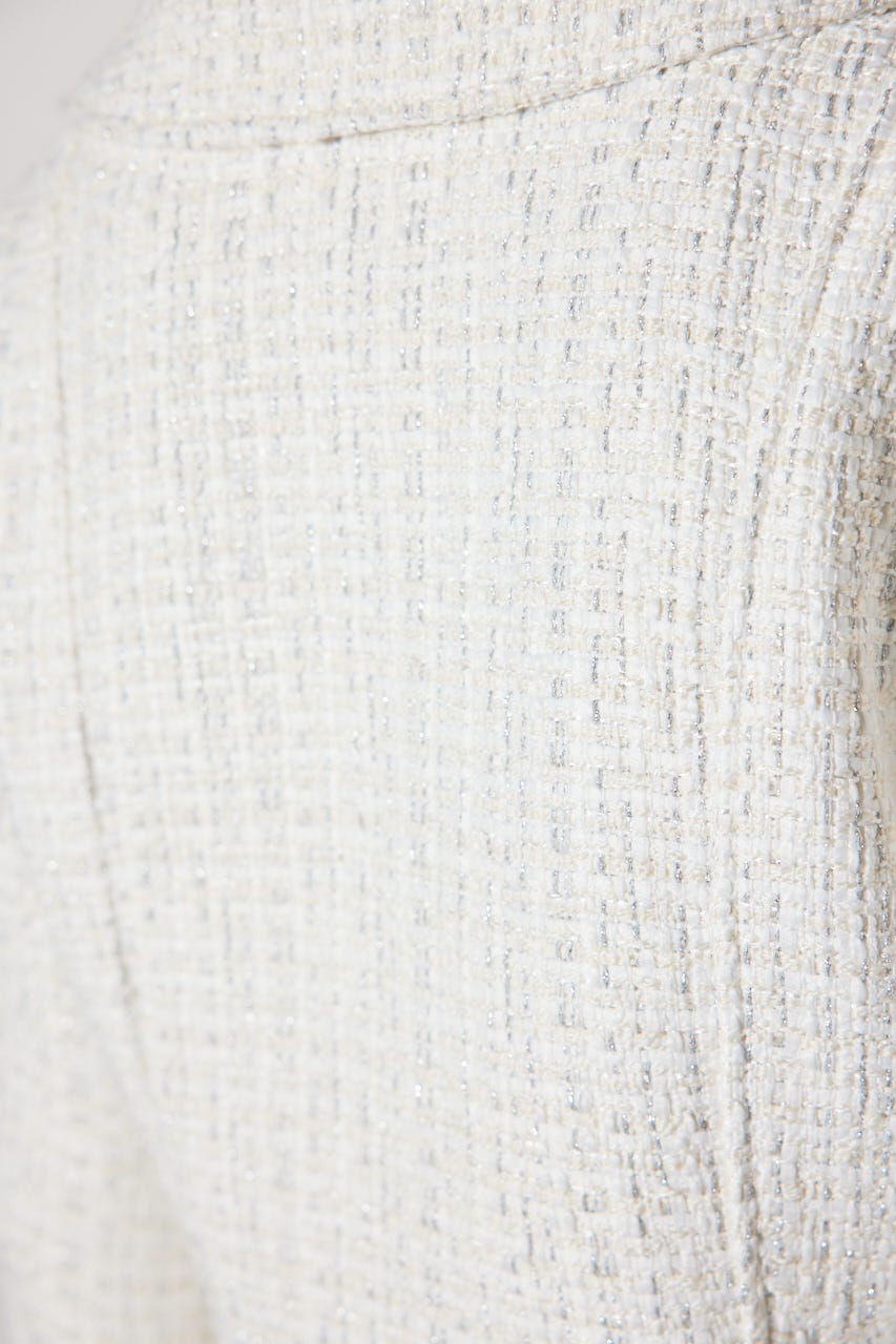 ツイードショートライダースジャケット WHT S