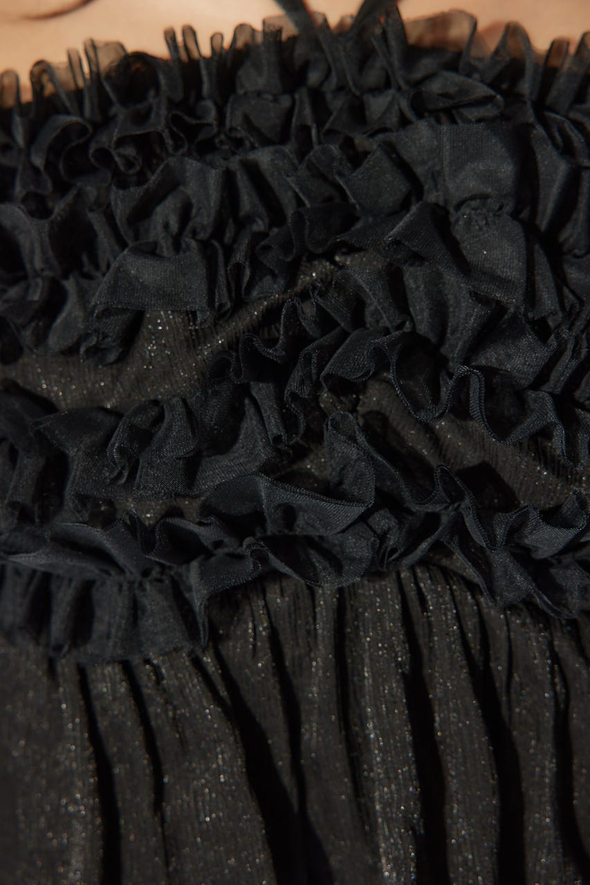 【岡崎紗絵さん着用アイテム】フリルオフショルブラウス BLK FREE