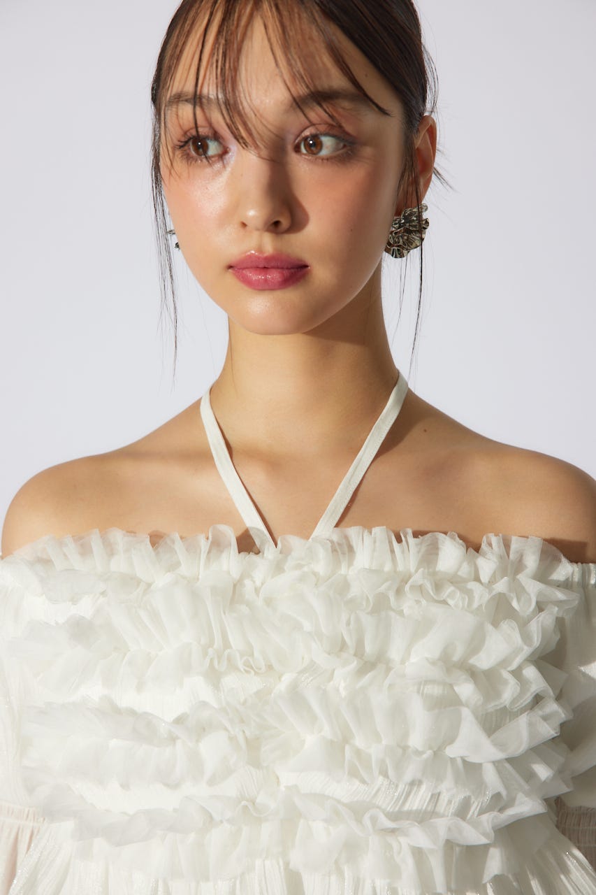 【岡崎紗絵さん着用アイテム】フリルオフショルブラウス WHT FREE